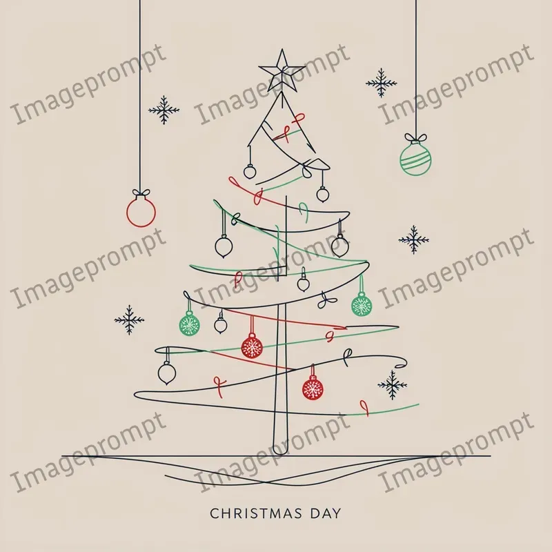 Minimalist Christmas Line Art