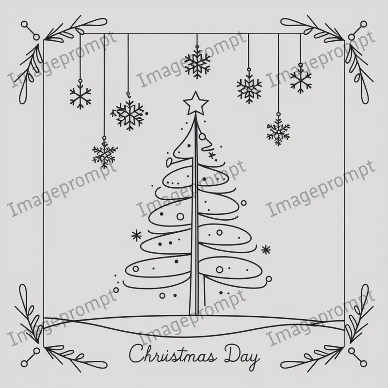 Minimalist Christmas Line Art