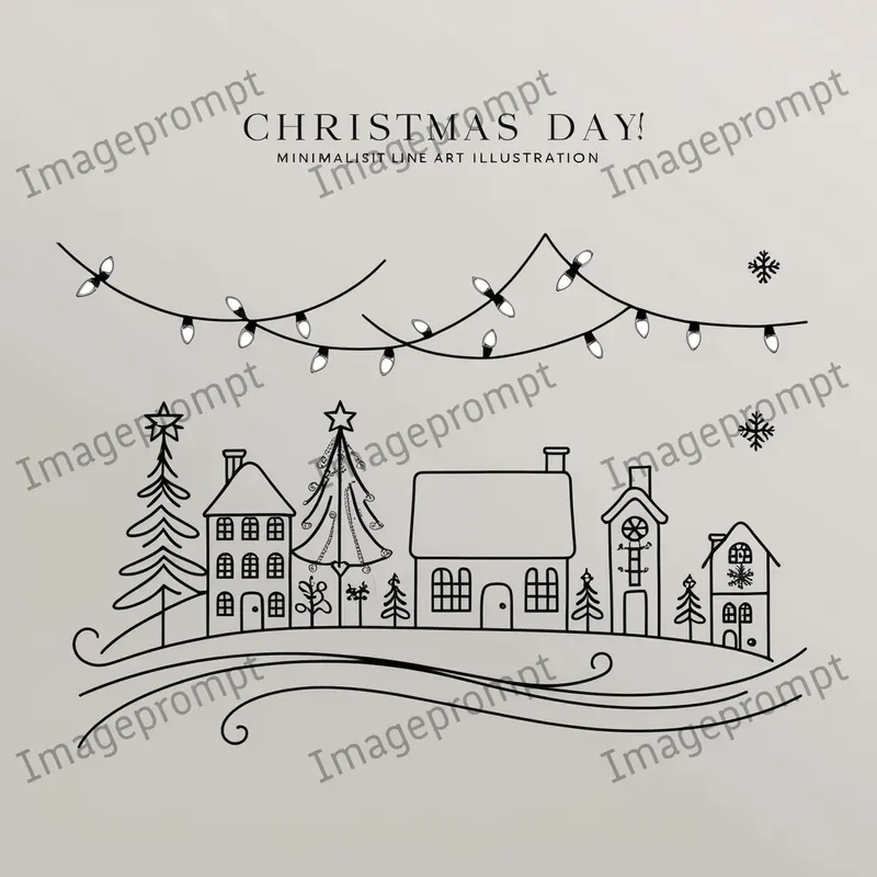 Minimalist Christmas Line Art