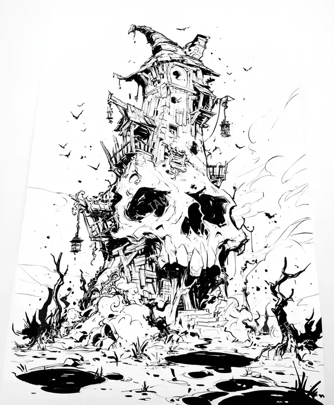 Dark Fantasy Ink Art Coloring Books