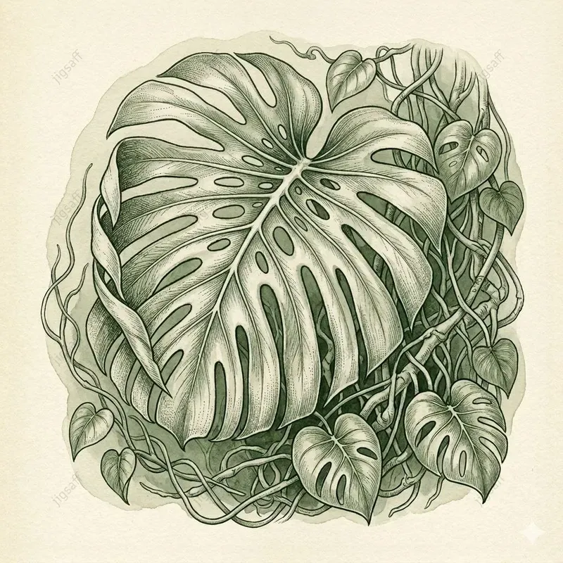 Vintage Tropical Botanical Leaf Studies