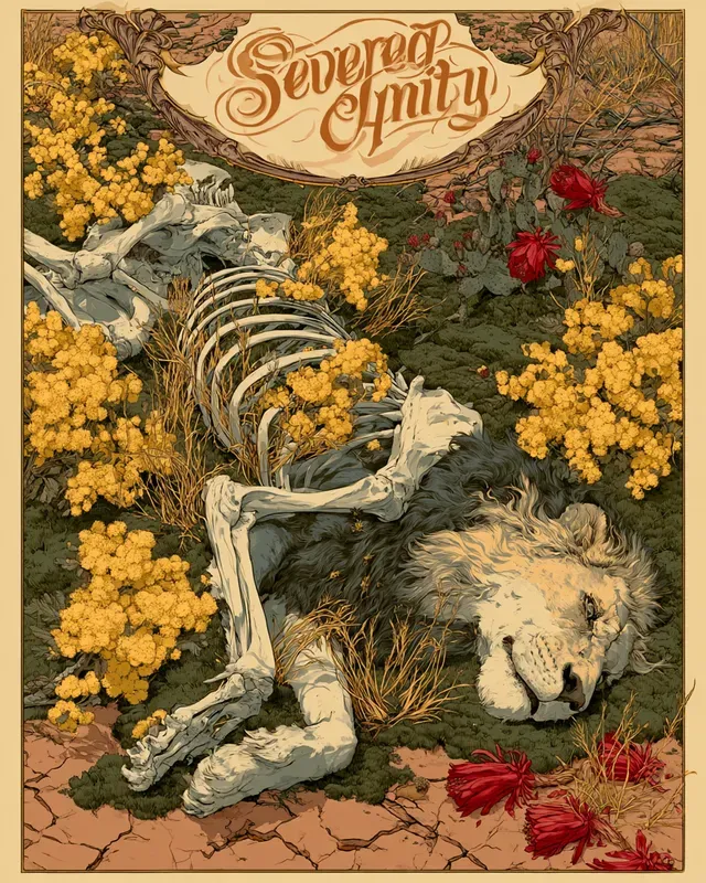 Dark Fantasy Botanical Skeleton Art