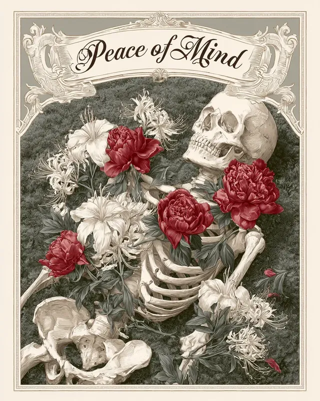 Dark Fantasy Botanical Skeleton Art