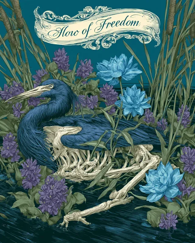 Dark Fantasy Botanical Skeleton Art