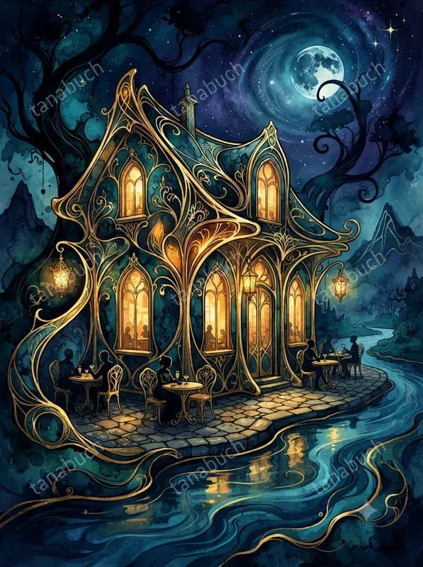 Mystic Teal Gold Ink Flows