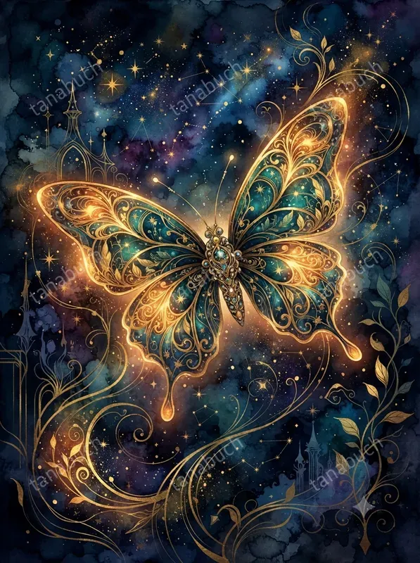 Mystic Teal Gold Ink Flows