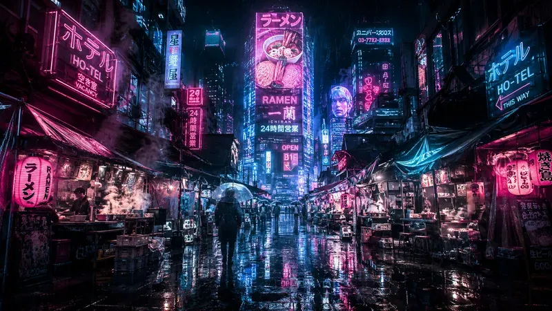 Cyberpunk Neon City Concept Art