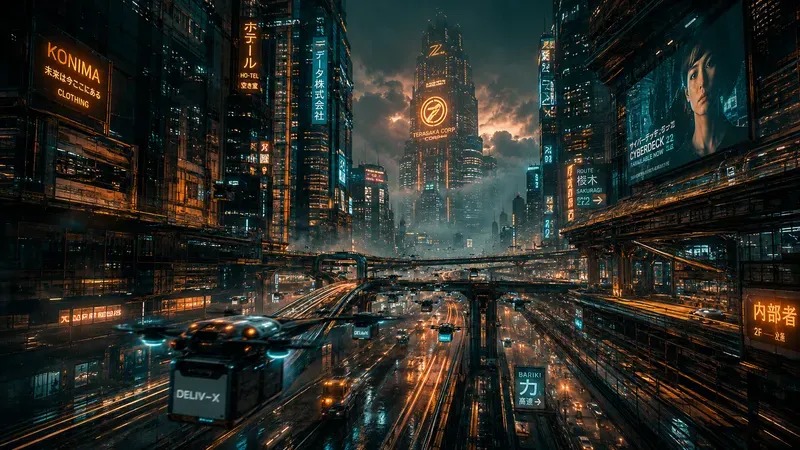 Cyberpunk Neon City Concept Art