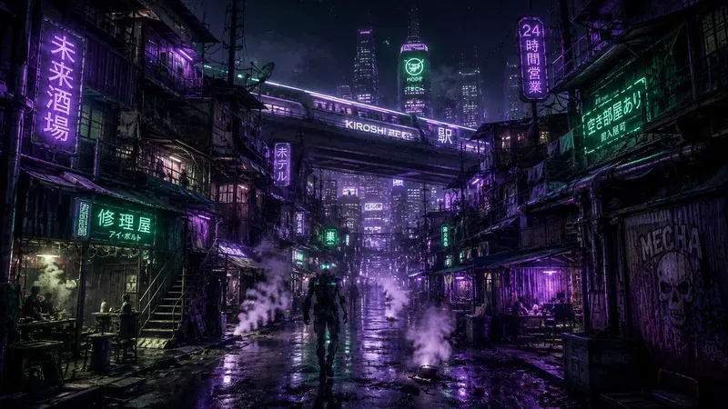 Cyberpunk Neon City Concept Art
