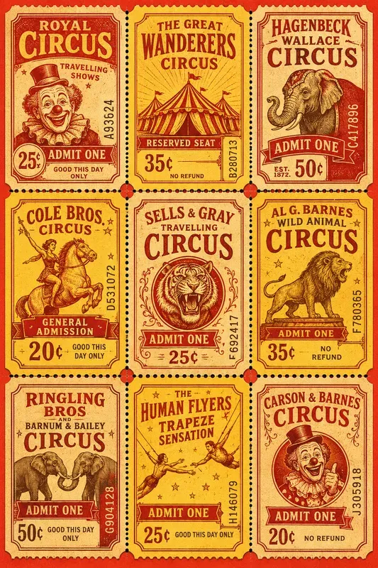 Printable Vintage Ticket Stub Sheets