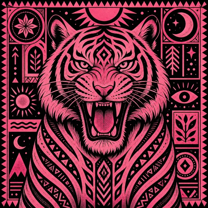 Bold Pink Tribal Graphic Illustrations