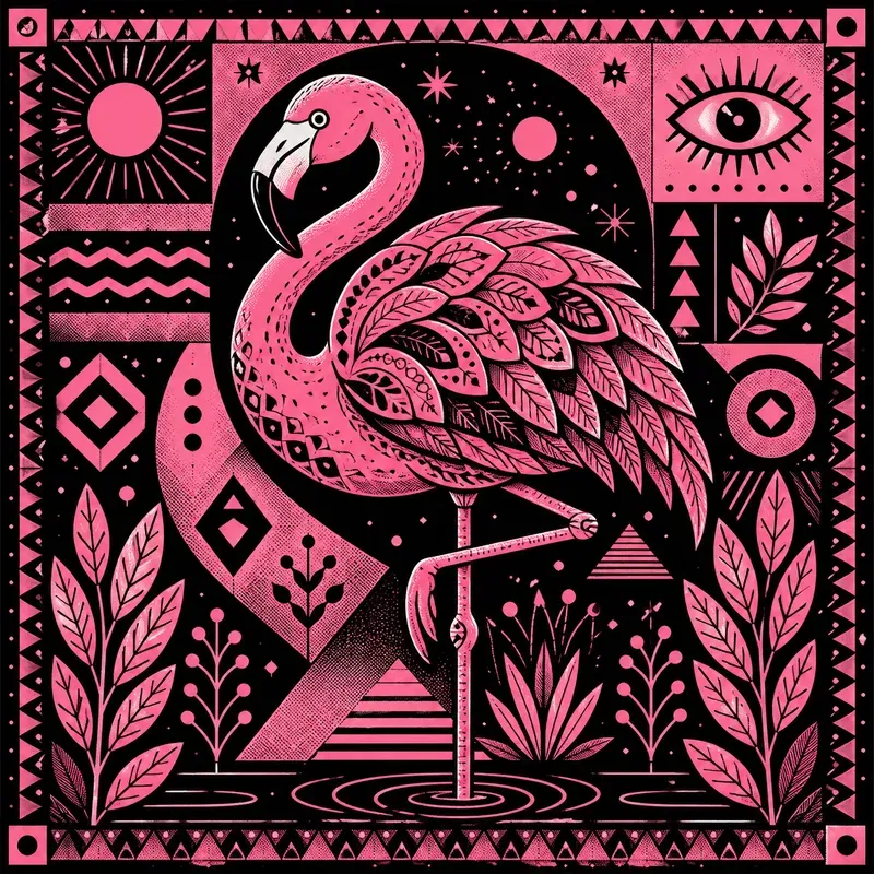 Bold Pink Tribal Graphic Illustrations