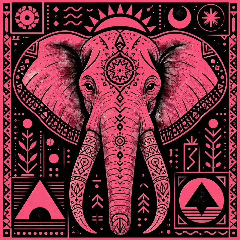 Bold Pink Tribal Graphic Illustrations