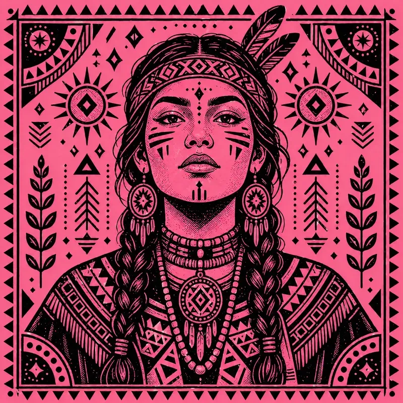 Bold Pink Tribal Graphic Illustrations