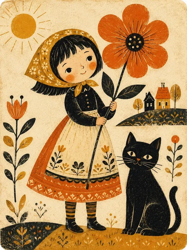 Retro Folk Art Postcards