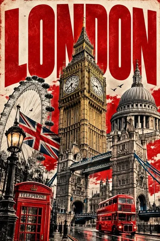 Landmark Typography Collage Posters