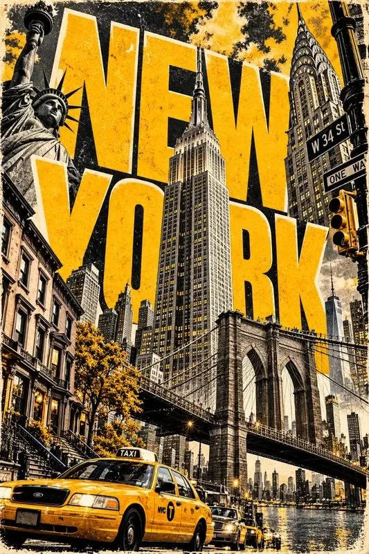 Landmark Typography Collage Posters
