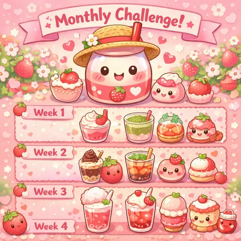 Kawaii Monthly Drink Challenge Art