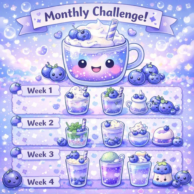 Kawaii Monthly Drink Challenge Art