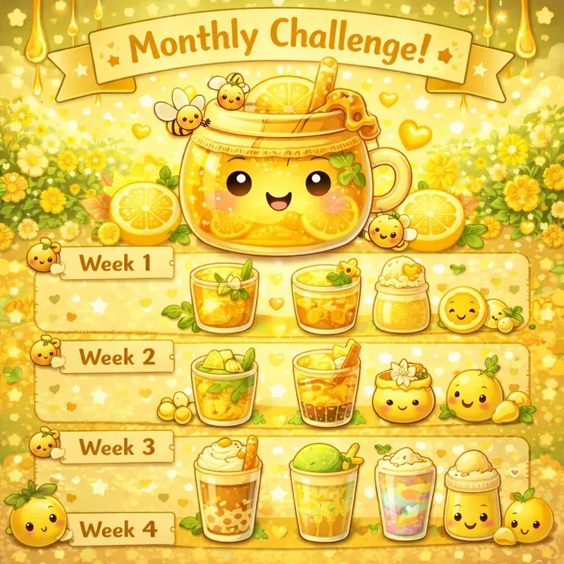 Kawaii Monthly Drink Challenge Art