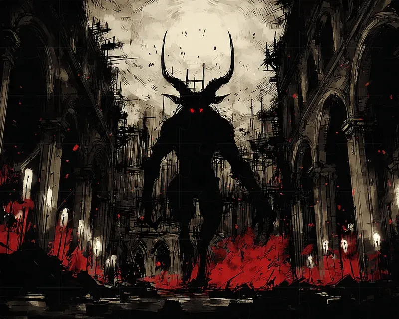 Gothic Horror Anime Scene Illustrations
