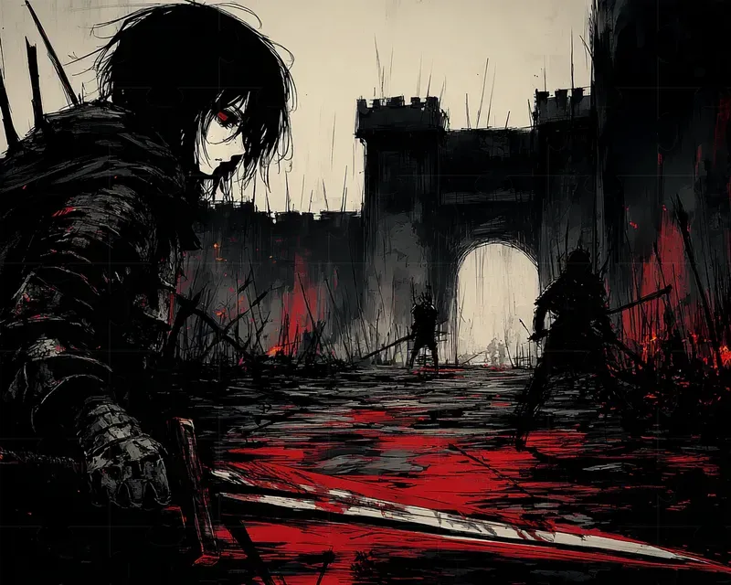 Gothic Horror Anime Scene Illustrations