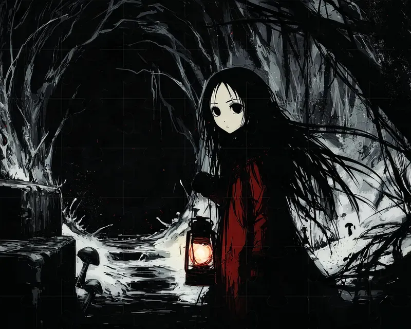 Gothic Horror Anime Scene Illustrations