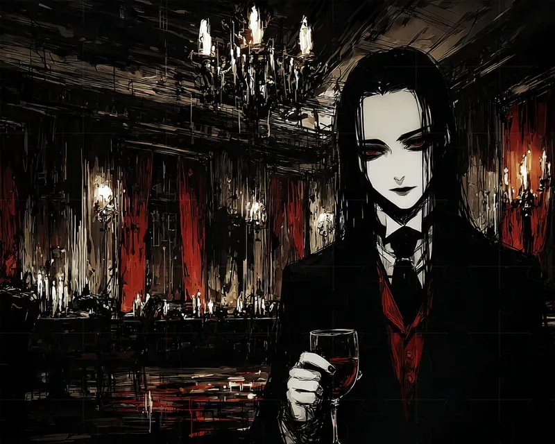 Gothic Horror Anime Scene Illustrations