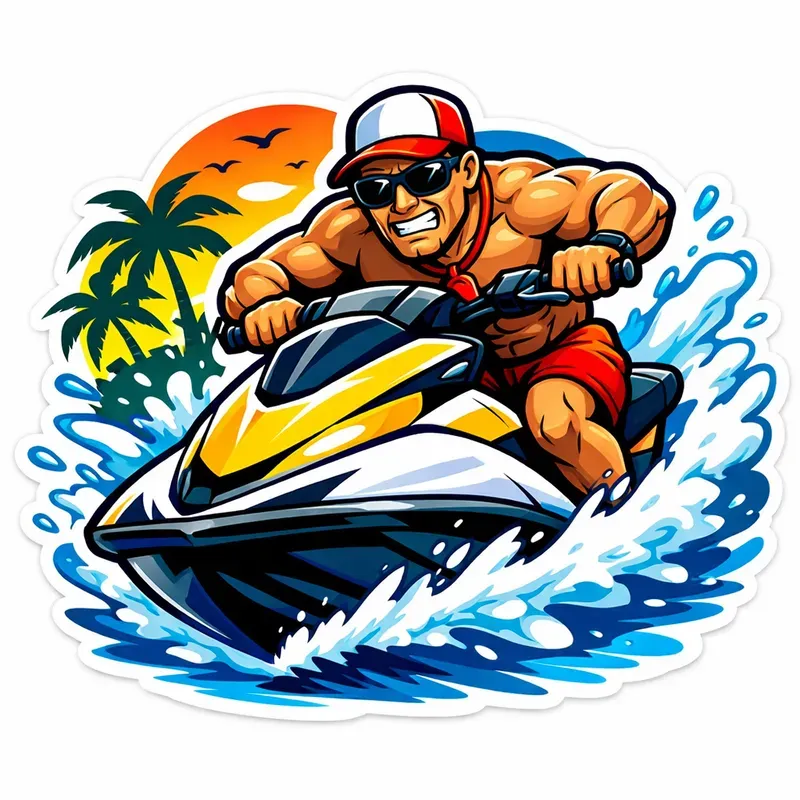 Cartoon Speedboat Stickers