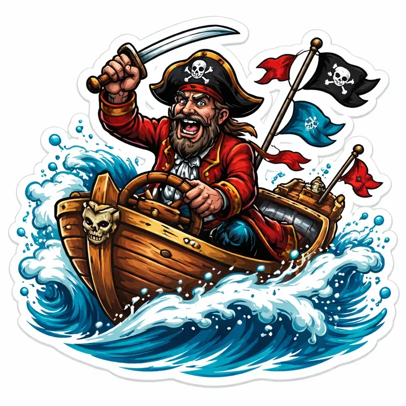 Cartoon Speedboat Stickers