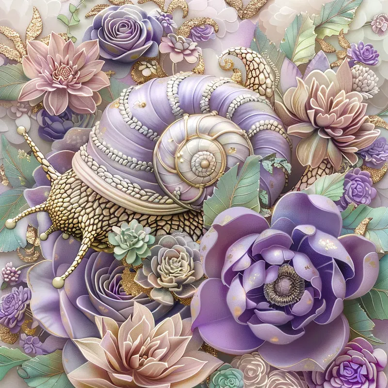 Ornate Pastel Fantasy Flora Art