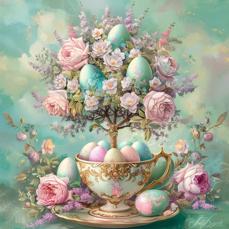 Ornate Pastel Fantasy Flora Art