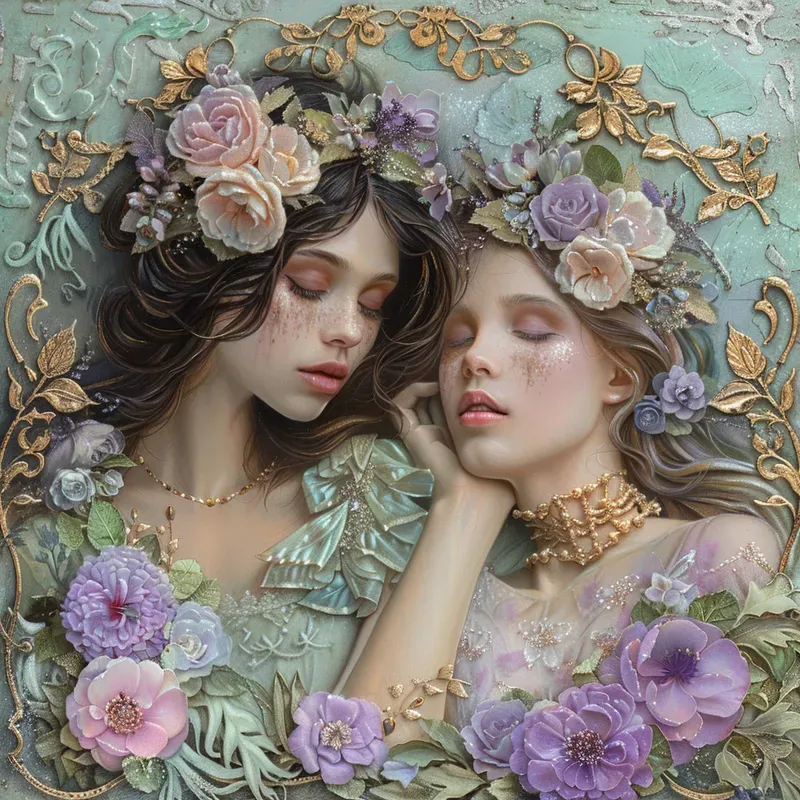 Ornate Pastel Fantasy Flora Art