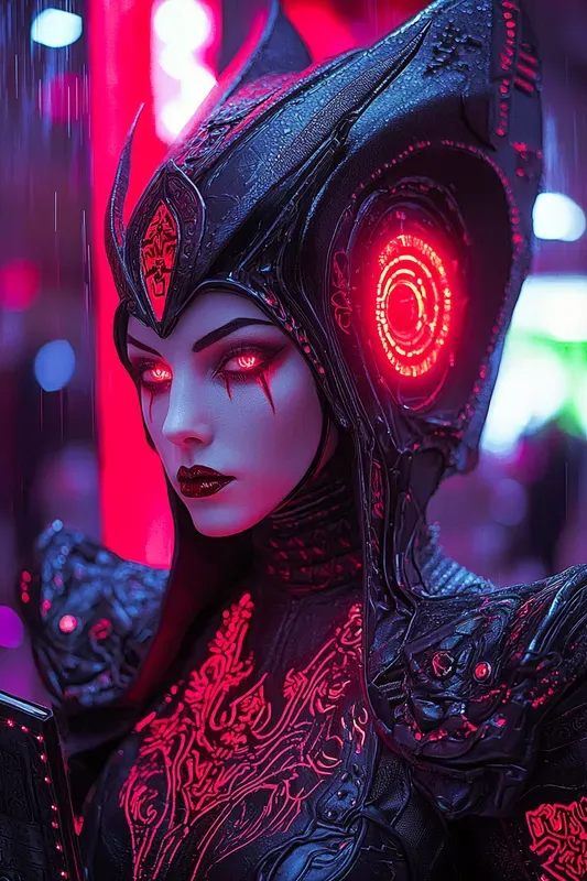 Cyberpunk Blood Witch Fantasy Portraits