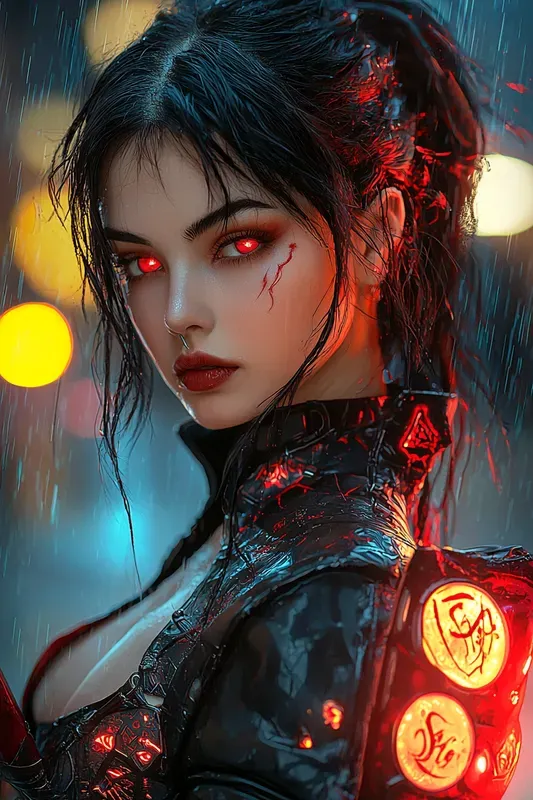 Cyberpunk Blood Witch Fantasy Portraits