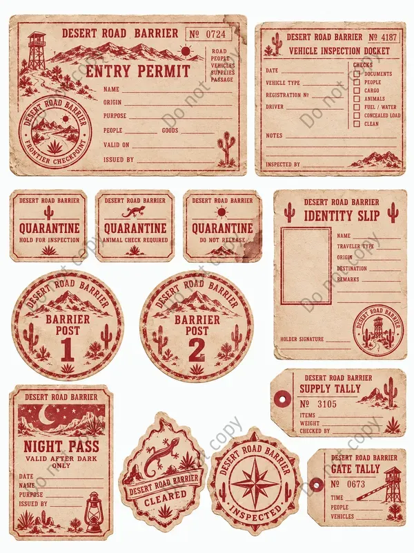 Border Checkpoint Ephemera Sheets