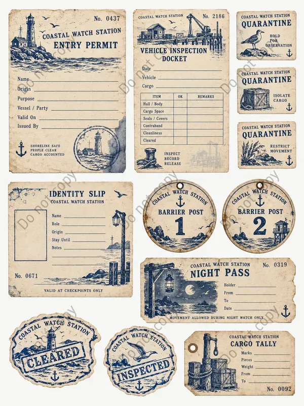 Border Checkpoint Ephemera Sheets