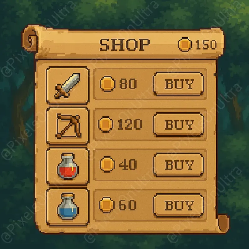 2D Game Pixel UI Interface Kits