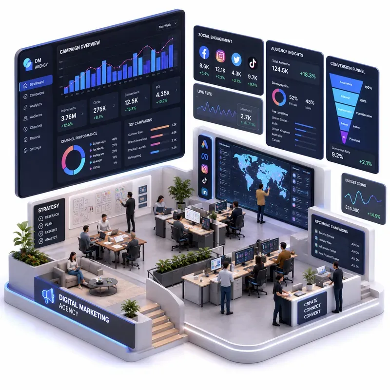 3D Isometric UI Tech Dioramas
