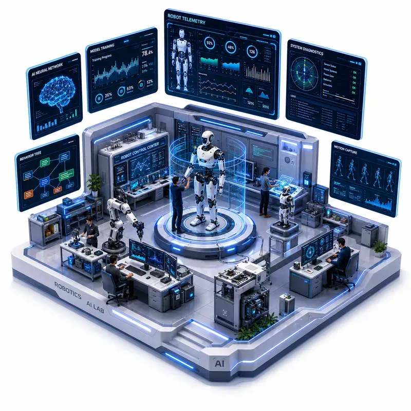 3D Isometric UI Tech Dioramas