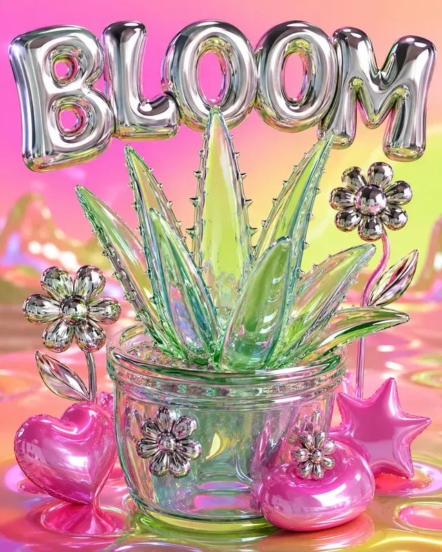 3D Glass Popart Plant Posters
