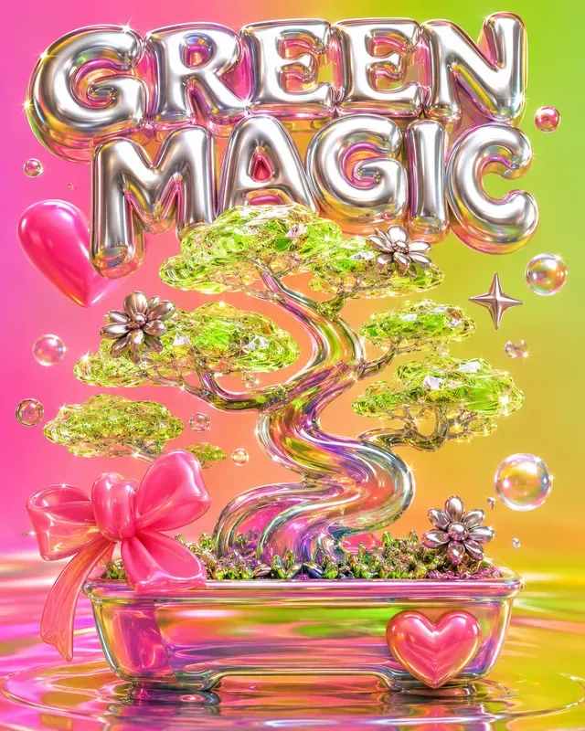 3D Glass Popart Plant Posters