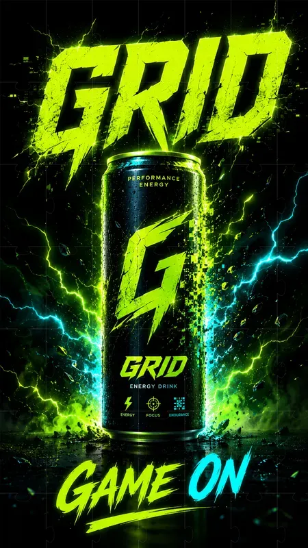 Energy Drink Brand Poster Neons
