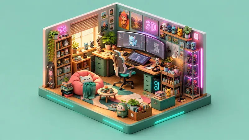 3D Isometric Micro Rooms