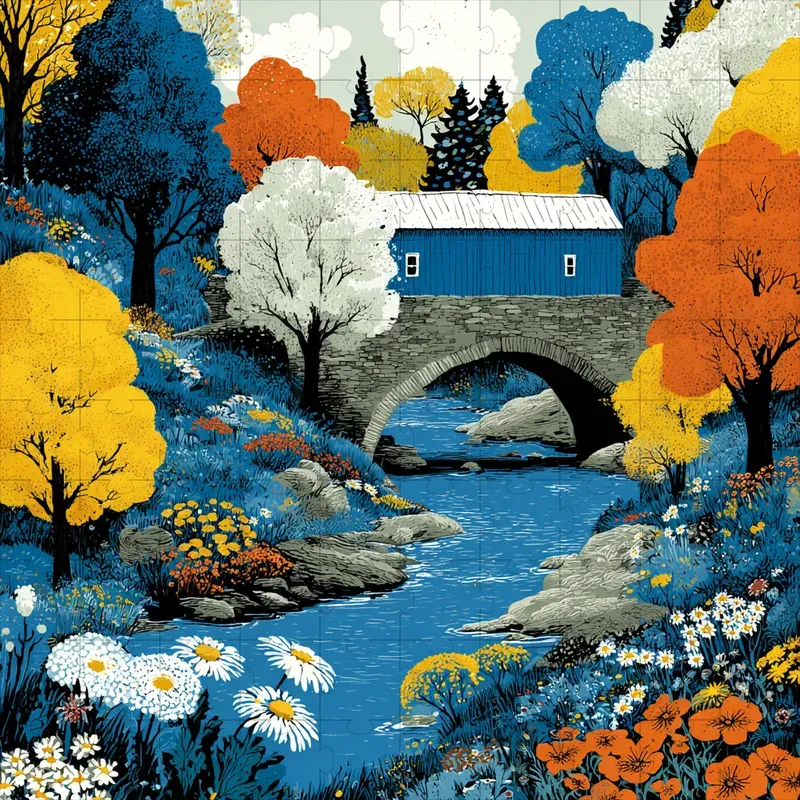 Gouache Screenprints Bold Retro Inks