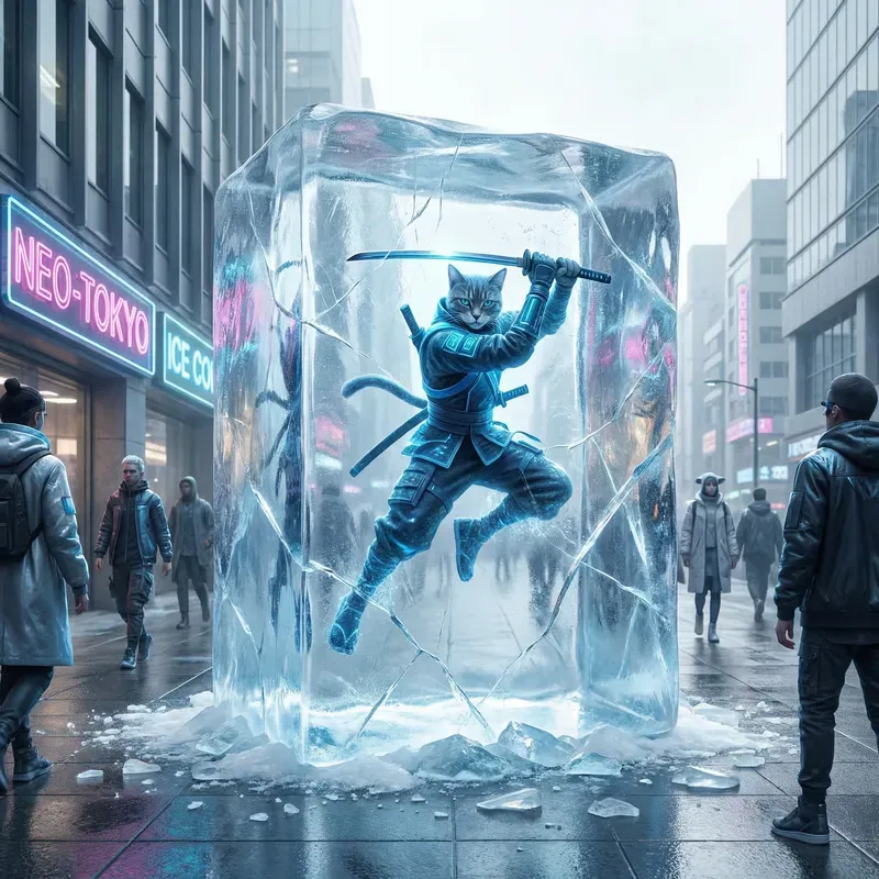 Frozen 3D Characters In Urban Ice Cubes