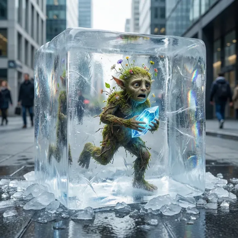 Frozen 3D Characters In Urban Ice Cubes