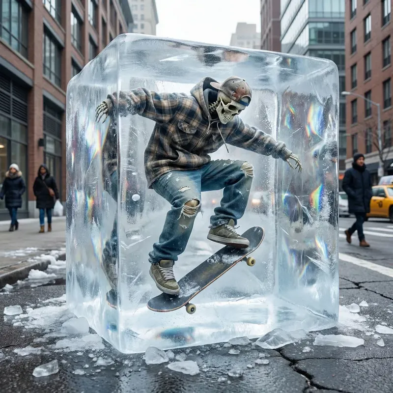 Frozen 3D Characters In Urban Ice Cubes