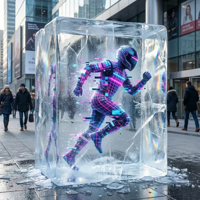 Frozen 3D Characters In Urban Ice Cubes