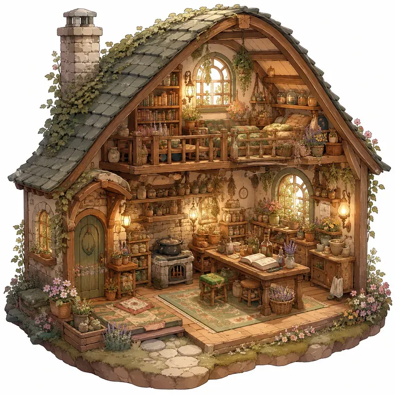 Miniature Cozy Anime Cottage Dioramas